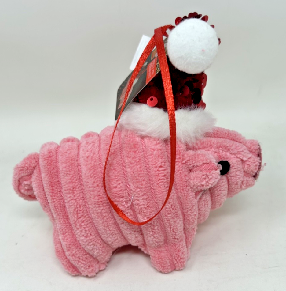 Cute Very Soft Polly Pig Plush Fabric Christmas Decoration Hanging Pendant 14cm