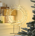 45cm Tall 720 Warm White LEDs Wreath Circle on Stand Mains Powered 5 Metre Cable