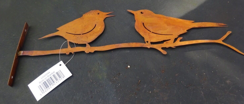 Rusty Metal Birds on a Branch Tree Silhouette 40cm Long Garden Ornament Easy Fix