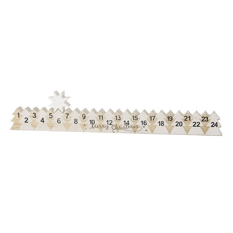 Wooden Merry Christmas Childrens Advent Daily Countdown Calendar Glitter Star