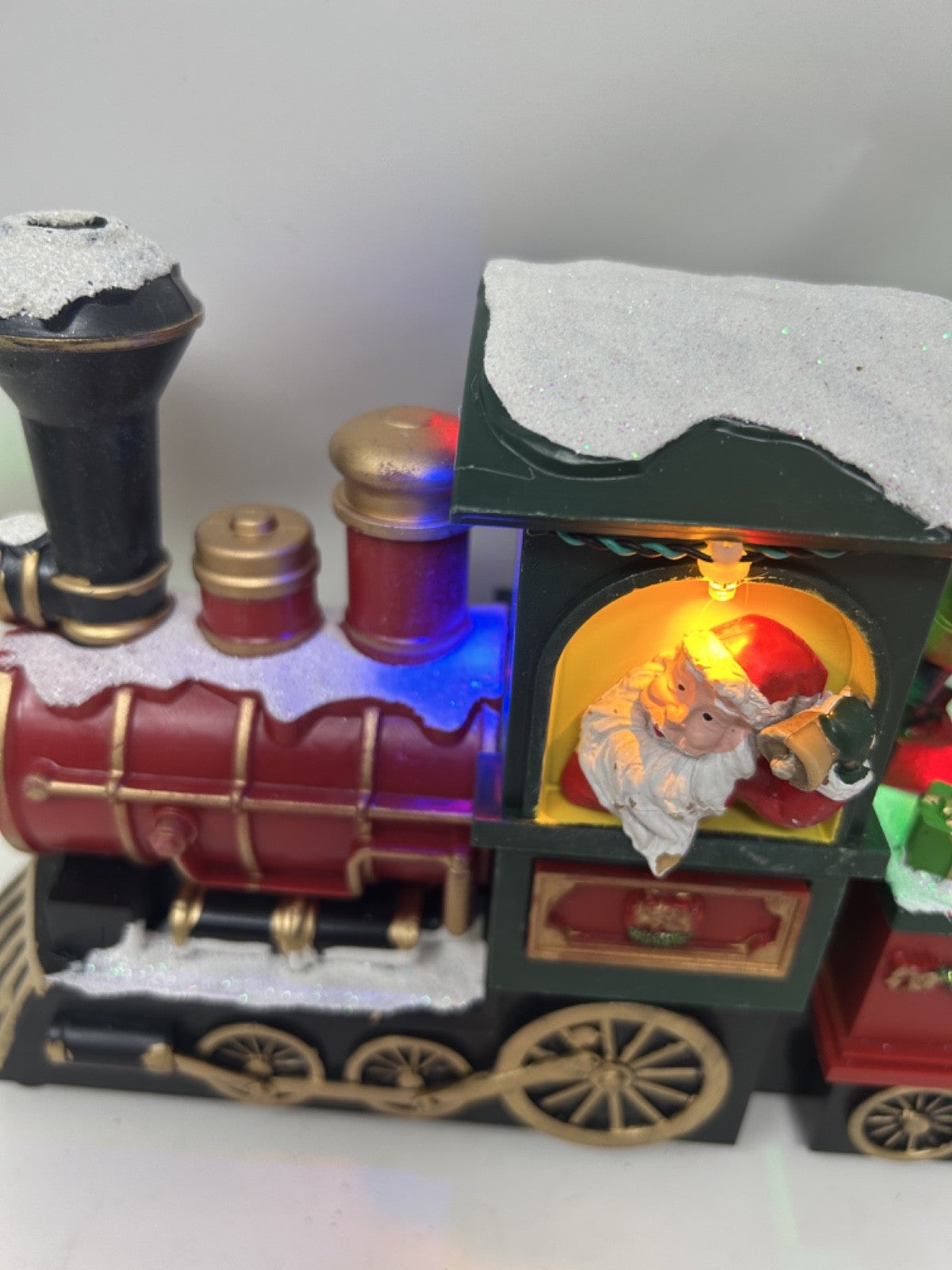 Santa Claus Train Locomotive LED Light Up Revolving Tree Decoration 38cm Long