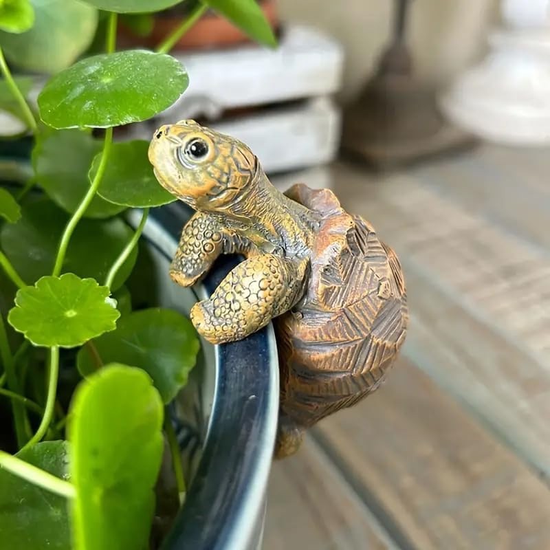 Beautifully Detailed Cute Tortoise Resin Plant Pot Hanger 7.5cm Indoor Outdoor