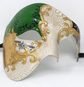QUALITY GREEN & GOLD HALF FACE PHANTOM MUSICAL NOTES MASQUERADE MASK