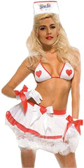 Ladies 5 Piece Sexy Nurse Doctor Costume Top Skirt Headband & Gloves Size 10-12
