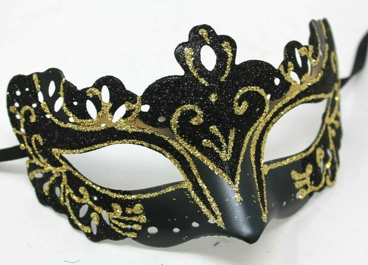 GOLD & BLACK RIALTO VENETIAN MASQUERADE PARTY CARNIVAL EYE PROM BALL  FACE MASK