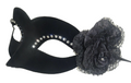 Ladies Black Velour Jewelled Venetian Masquerade Party Carnival Ball Mask Flower
