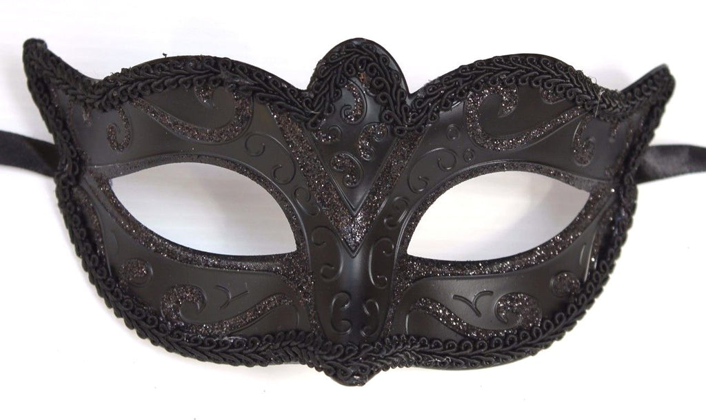 MENS OR LADIES MIDNIGHT BLACK VENETIAN MASQUERADE PARTY CARNIVAL EYE MASK NEW
