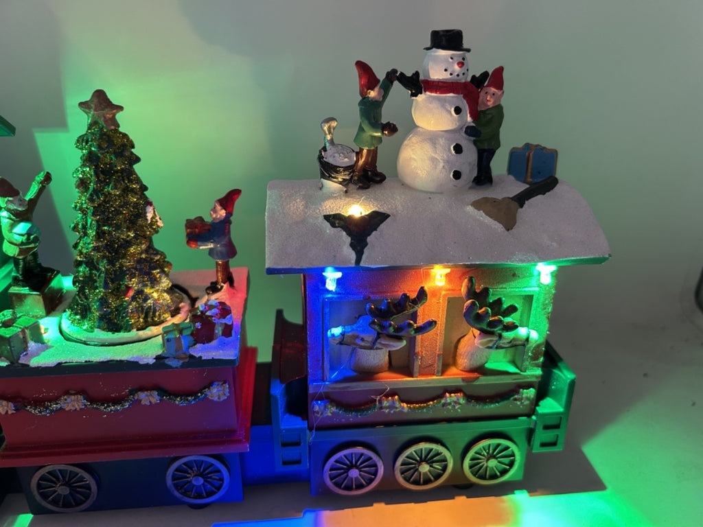 Multicoloured LED Light Up Santa Train Locomotive Decoration Revolving Tree 38cm