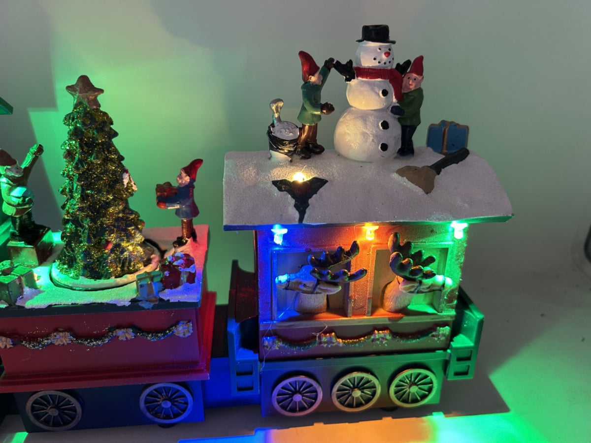 Multicoloured LED Light Up Santa Train Locomotive Decoration Revolving Tree 38cm