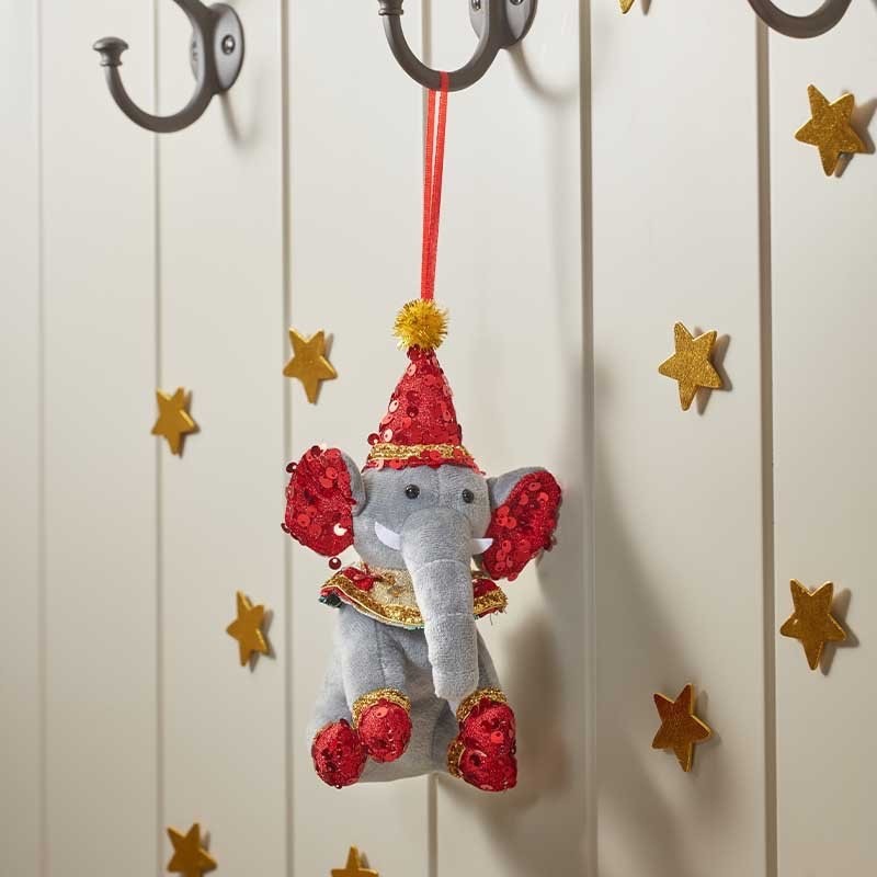 Hanging Pendant Tree Christmas Plush Sitting Circus Hefferlump Elephant 18cm