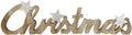 'Christmas' Wooden Table Top Decoration 3 Silver Stars 38cm Long Plaque Sign