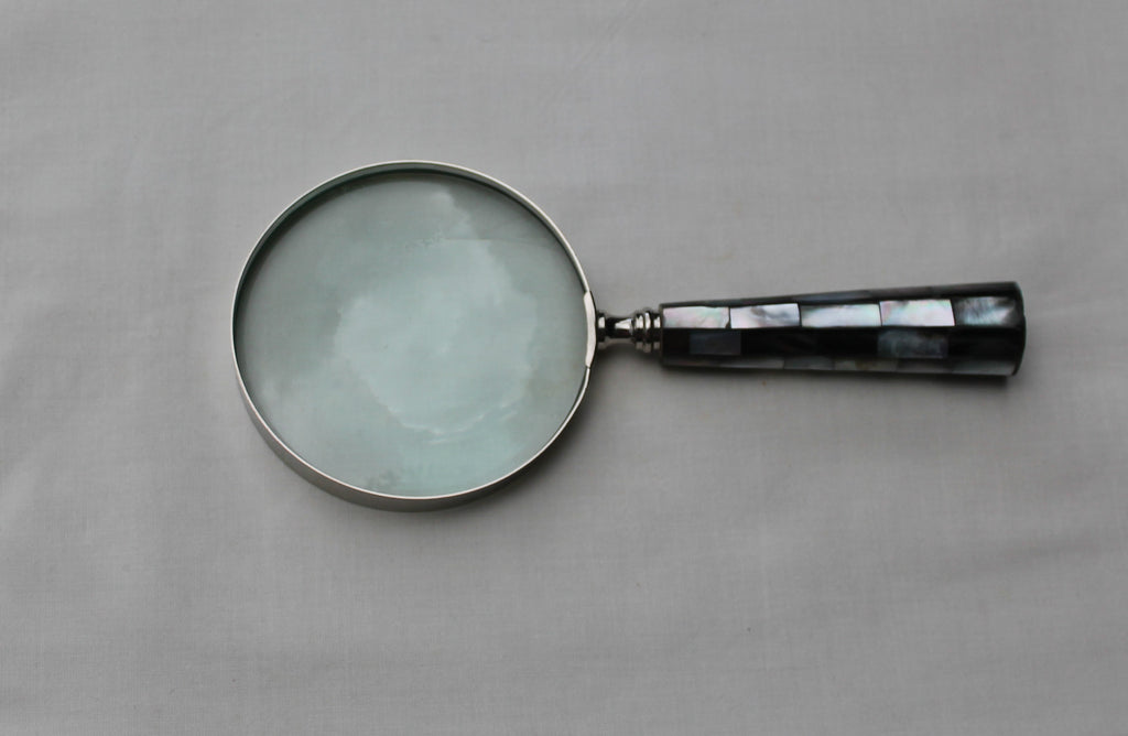 Handcrafted Handmade Mother of Pearl & Shell Magnifying Glass 3" 7.5cm Diameter