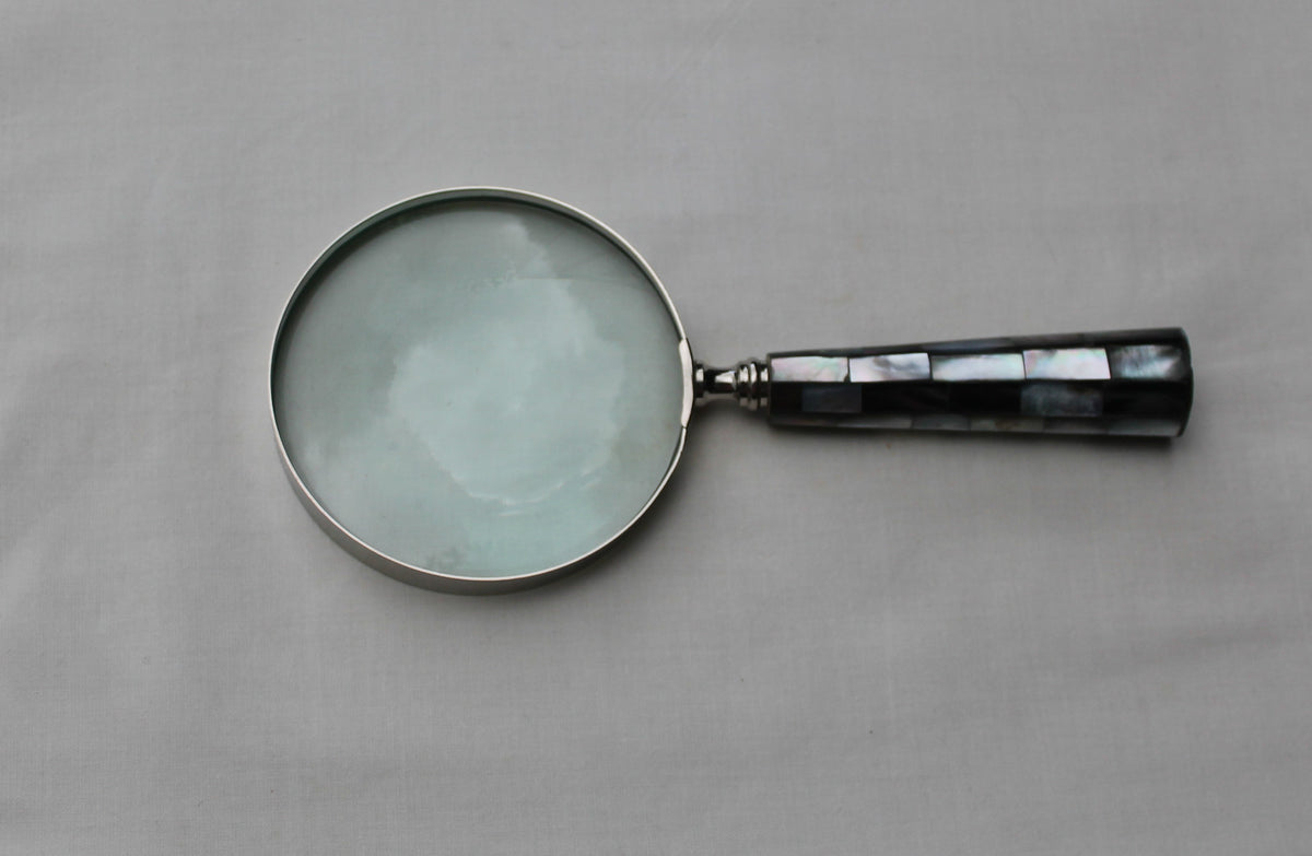 Handcrafted Handmade Mother of Pearl & Shell Magnifying Glass 3" 7.5cm Diameter