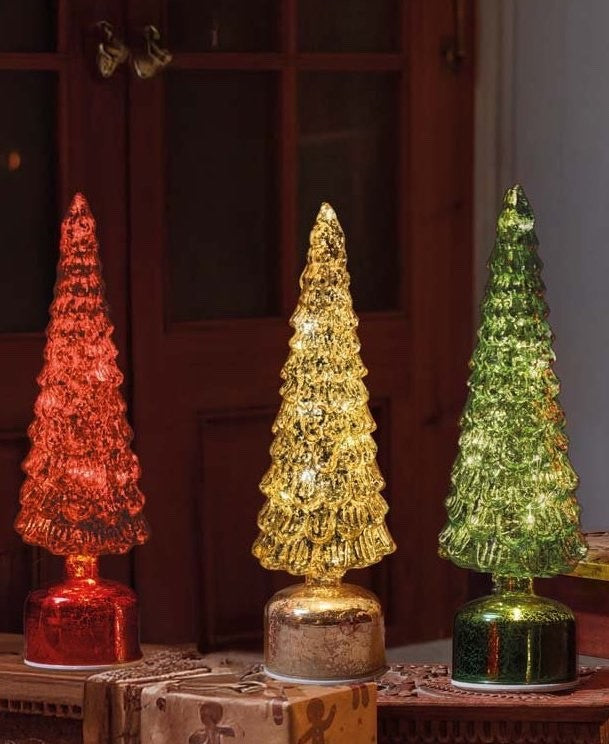 Choice of 3 Colours Christmas 10 LED Light Up Spinning Wonder Tree 34cm Tall