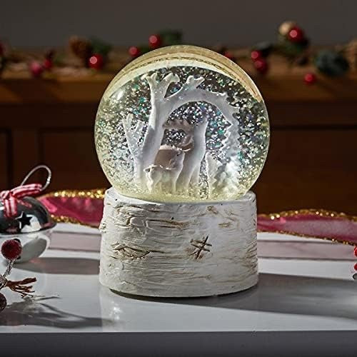 Musical Christmas Reindeer or Church 14cm Wonderland Snow Globe Colour Changing
