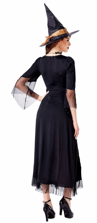 Ladies Halloween Vampire Witch Dark Queen Costume Elaborate Dress Size 10-12