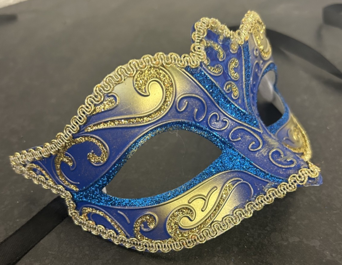 LADIES BLUE & GOLD STUNNING VENETIAN MASQUERADE PARTY CARNIVAL BALL EYE MASK