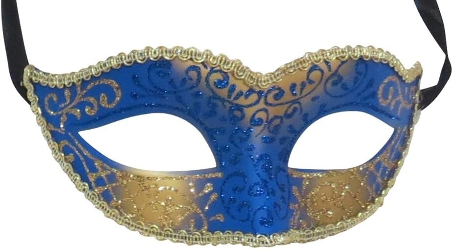 LADIES SPARKLING BLUE & GOLD VENETIAN MASQUERADE PARTY CARNIVAL BALL EYE MASK