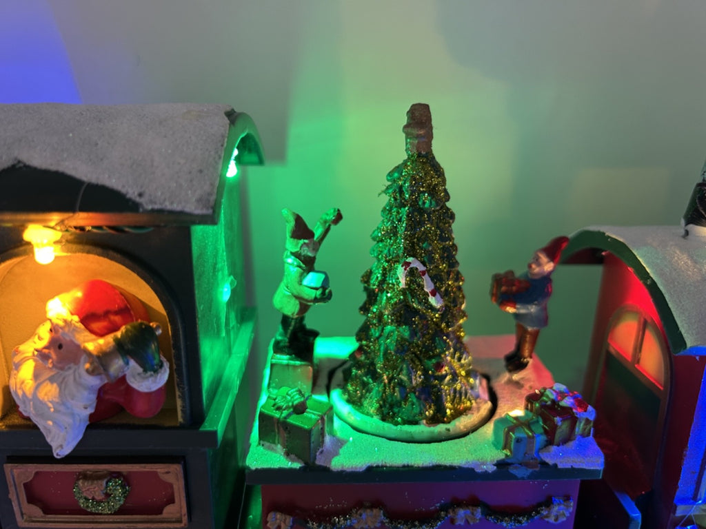 Multicoloured LED Light Up Santa Train Locomotive Decoration Revolving Tree 38cm