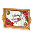 Merry Christmas Serving Tray Plastic Tea Drinks Lap Snack Tray 40cm x 26cm