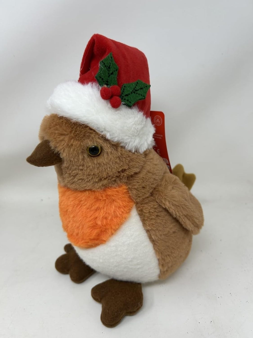 Cute Very Soft Cuddly Sitting Robbie the Robin Plush Fabric Weighted Base 28cm