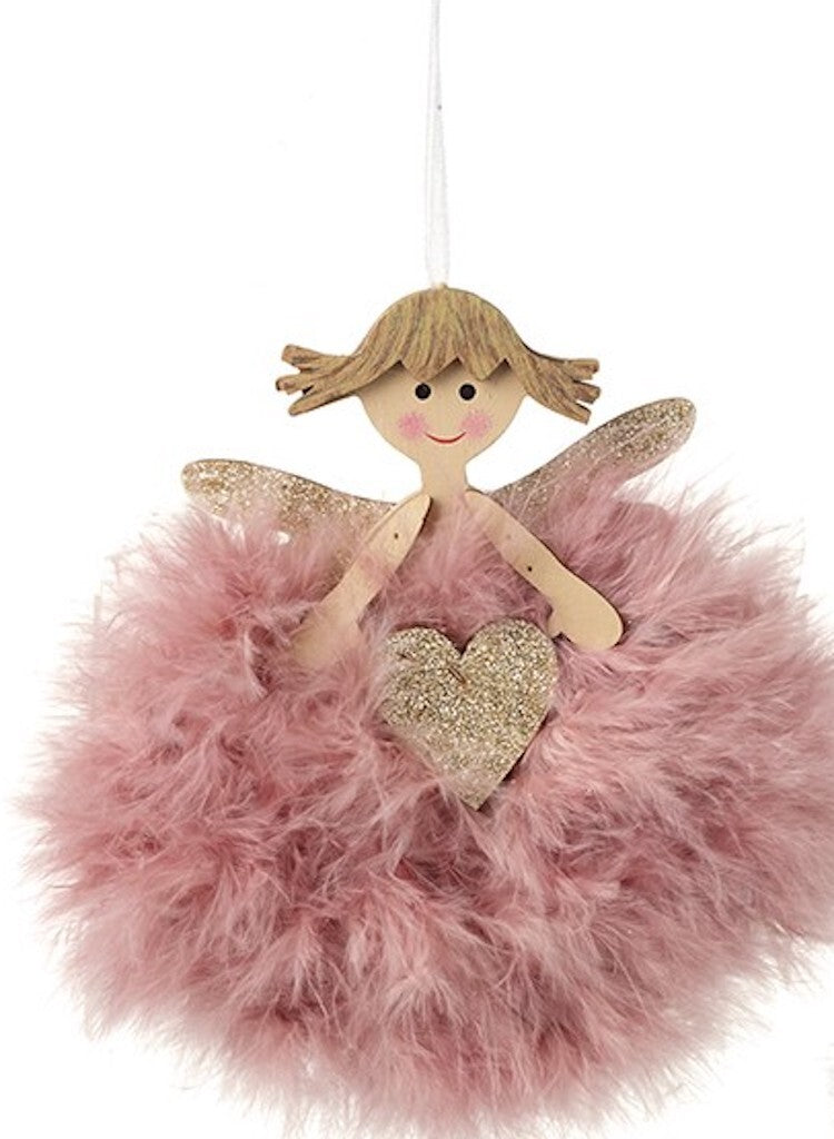 Choice Pink or White Cute Christmas Tree Hanging Decoration Fluffy Fairy Baubles