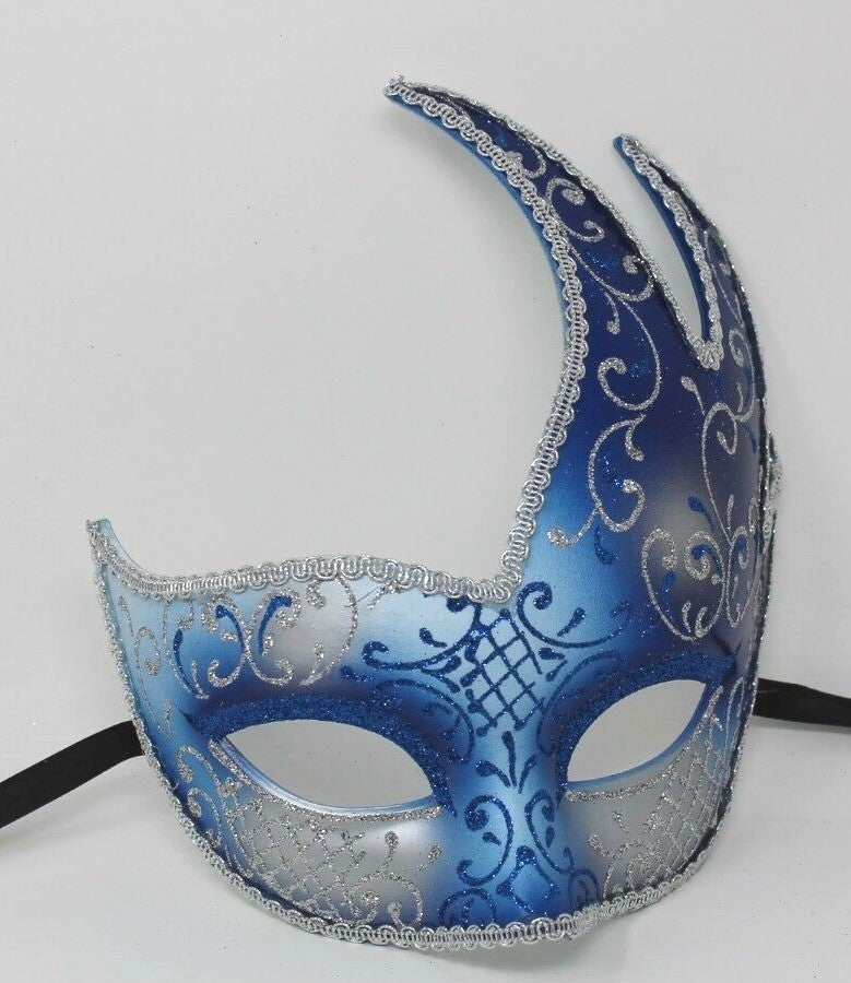 DEEP BLUE AND SILVER VENETIAN MASQUERADE BALL CARNIVAL PROM PARTY EYE MASK