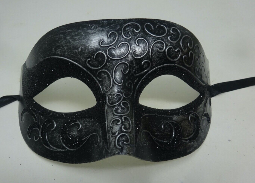 BLACK & SILVER UNISEX VENETIAN MASQUERADE BALL PARTY PROM EYE THEATRICAL MASK