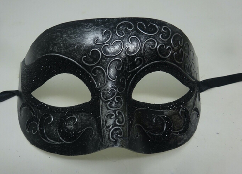BLACK & SILVER UNISEX VENETIAN MASQUERADE BALL PARTY PROM EYE THEATRICAL MASK