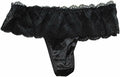 Ladies Quality Black Silky Satin & lace Knickers Panties Briefs Thong Size 8-10
