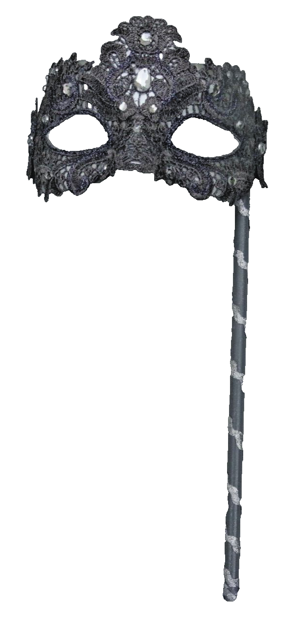 HAND HELD SILVER GREY JEWELLED LACE BROCADE MASK VENETIAN MASQUERADE EYE BALL