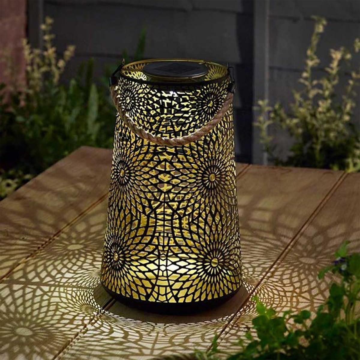 Smart Solar Muscat Solar Powered LED Metal Lantern 24cm Tall Garden Lighting