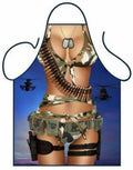 WOMENS NOVELTY FUN KITCHEN APRON ARMY SOLDIER GI JANE 76cm x 56cm IDEAL GIFT