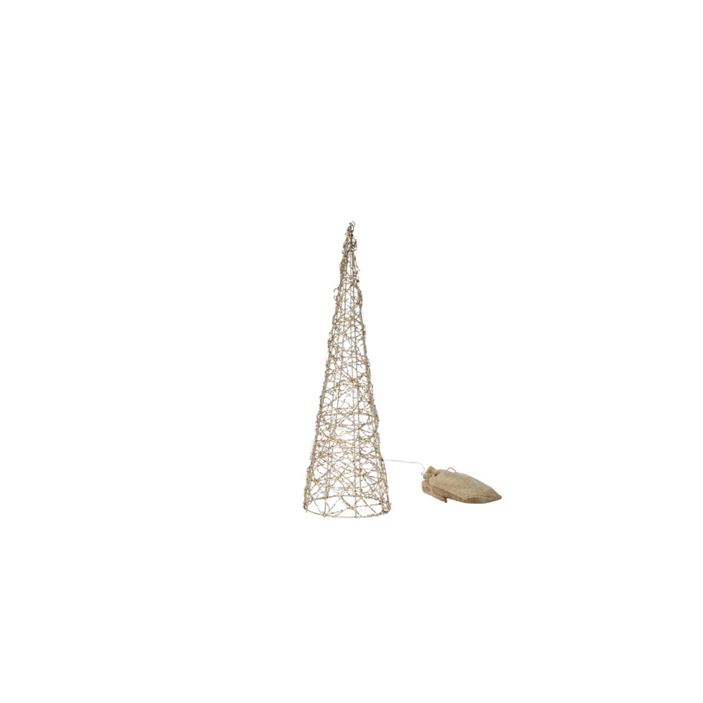 Festive Set of 3 Gold Weave Light Up Treebelisks Christmas Cone Trees on Timer