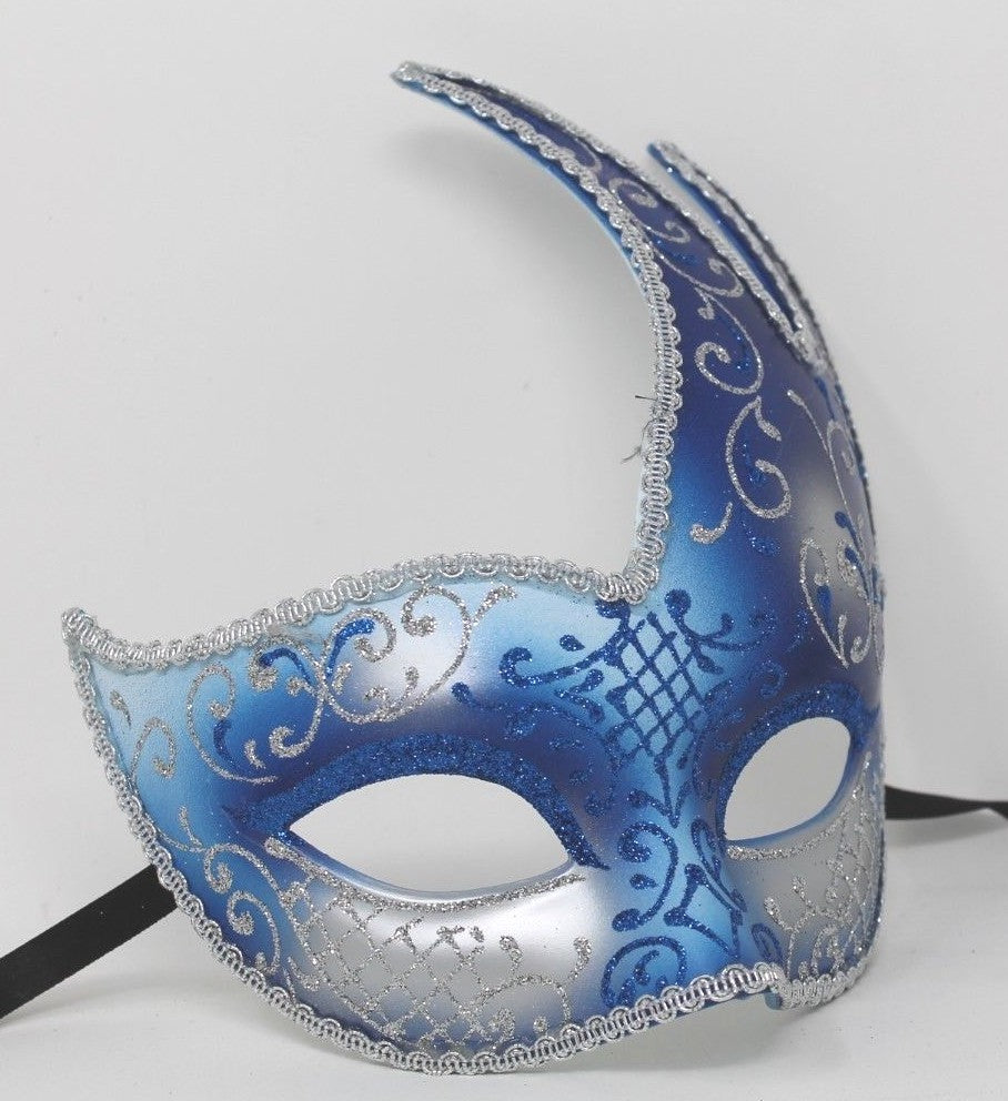 STUNNING BLUE AND SILVER VENETIAN MASQUERADE BALL CARNIVAL PROM PARTY EYE MASK