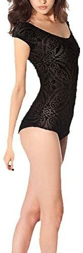 Ladies Stylish Elasticated Velour Style Black Monokini Swimsuit Size 10-12