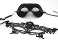 BUDGET HIS N HERS PAIR COUPLES BLACK & LACE VENETIAN MASQUERADE PARTY EYE MASKS