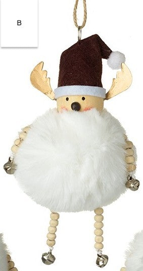 Choice of 3 Christmas Furry Snowball Santa or Reindeer Tree Decoration 25cm Tall