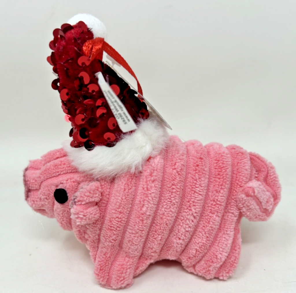 Cute Very Soft Polly Pig Plush Fabric Christmas Decoration Hanging Pendant 14cm