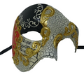 QUALITY RED BLACK & GOLD HALF FACE PHANTOM  OPERA MUSICAL NOTES MASQUERADE MASK