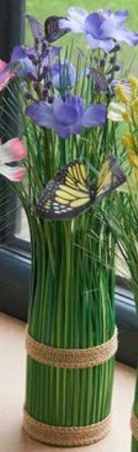 Artificial Faux Flowers Flutterettes with Butterflies 32cm Hessian Ties Bouquet