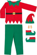 7 Pce Adult Elf Costume Outfit Velour Hat Top Pants Ears & Shoe Covers One Size