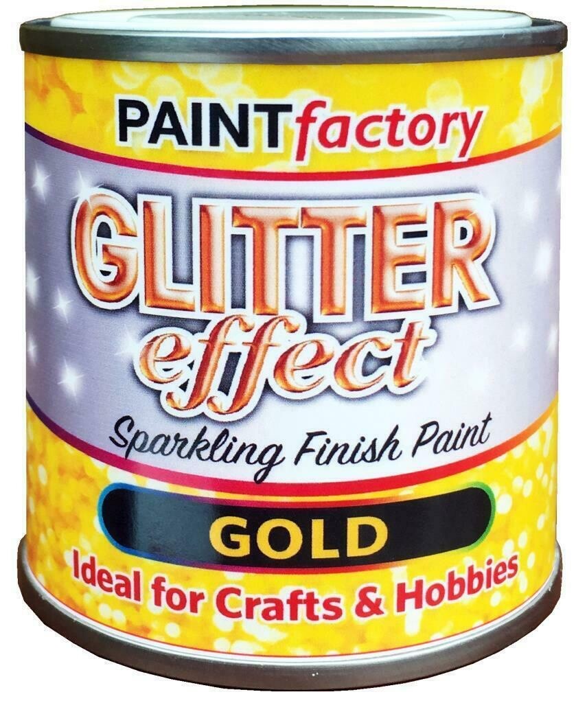 Gold Sparkling Finish Glitter Effect Decorative Brush Paint Arts Crafts 125ml