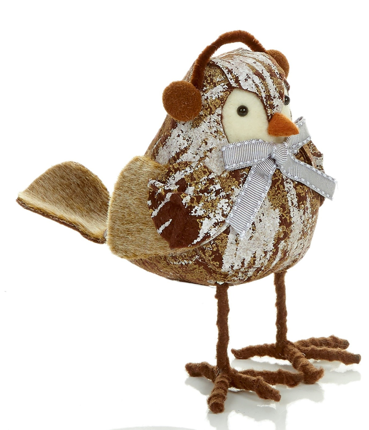 Choice of 2 Designs Cute Festive Robins with Earmuffs 18cm Tall Freestanding