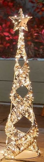 Christmas Festive Gold Twist LED Starbelisk Star Tree 80cm Tall 5m Mains Cable
