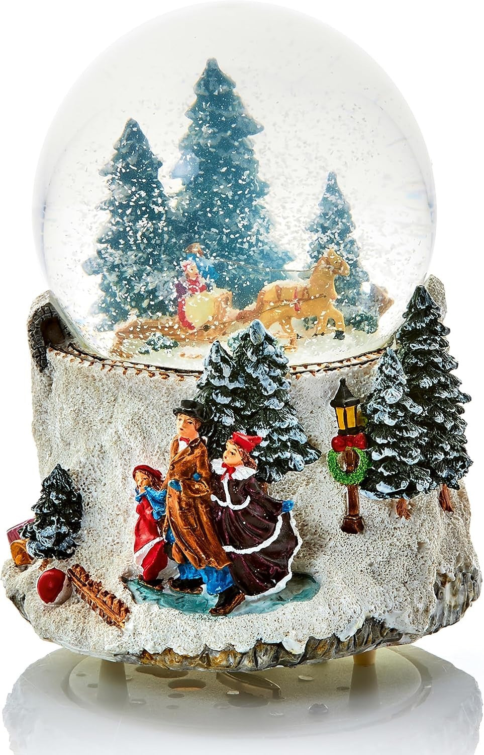 Musical Snow Globe Water Ball We Wish You Merry Christmas Horse Drawn Carriage