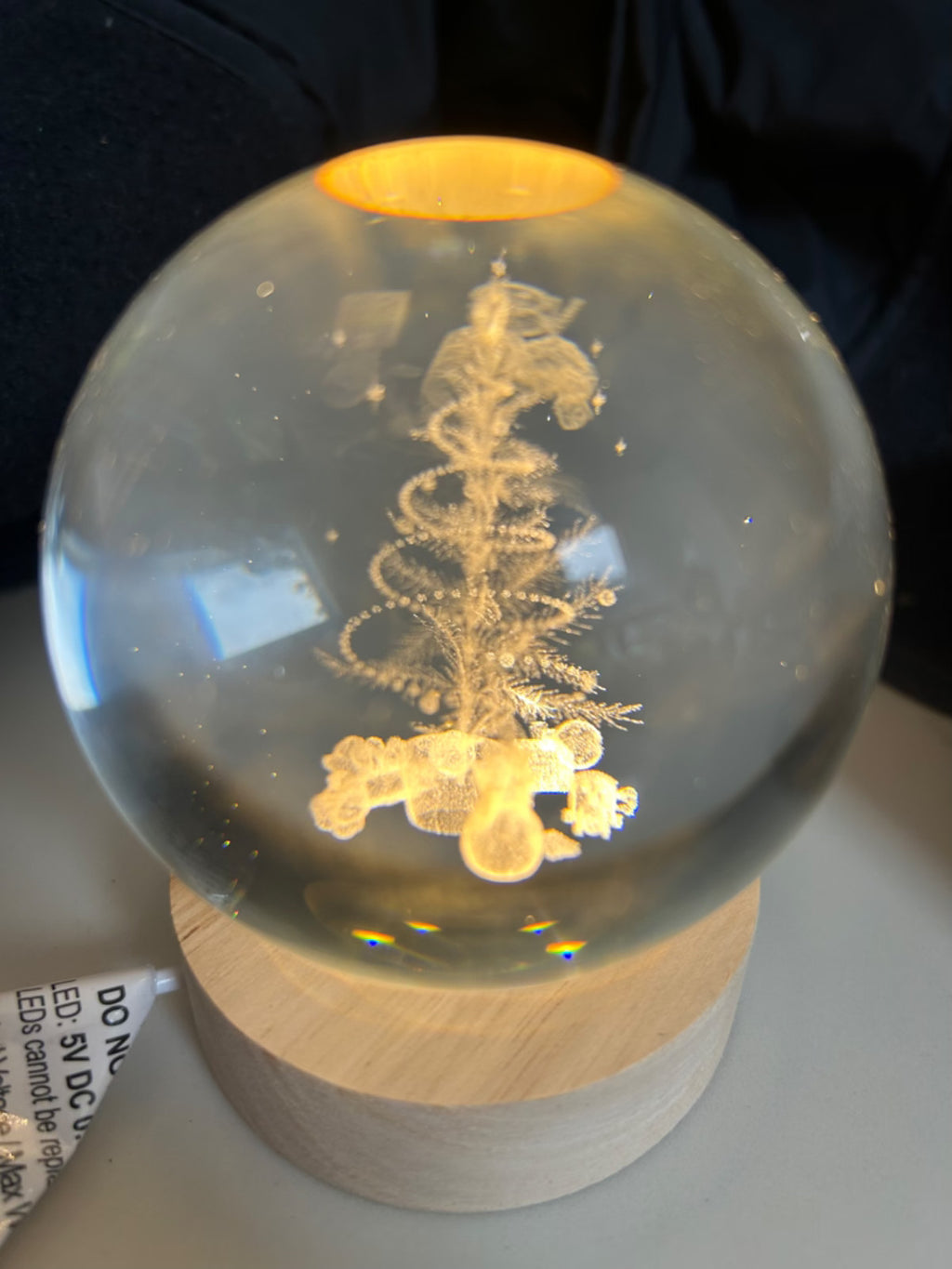 3D Etched Globe Christmas Tree or Reindeer Warm White LED 10cm High