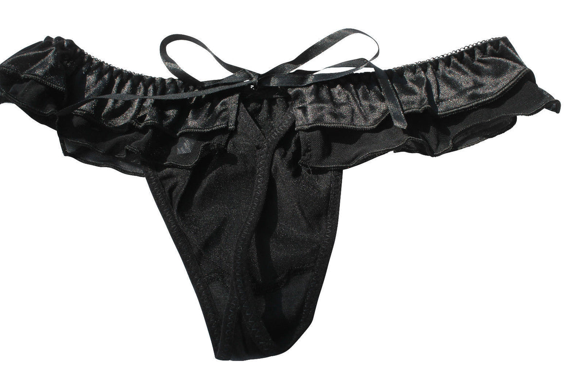 Choice 2 Colours Beautiful Ladies Panties Briefs Thong Satin & Sheer Fabric 8-12
