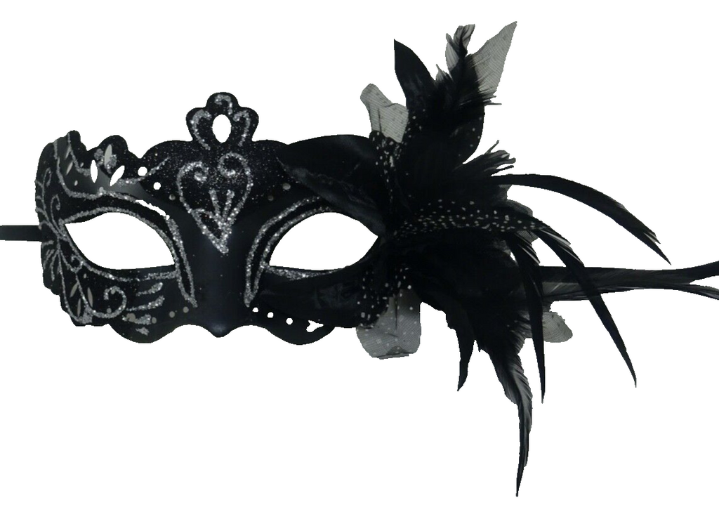 SILVER & BLACK RIALTO VENETIAN MASQUERADE PARTY CARNIVAL EYE PROM BALL FACE MASK