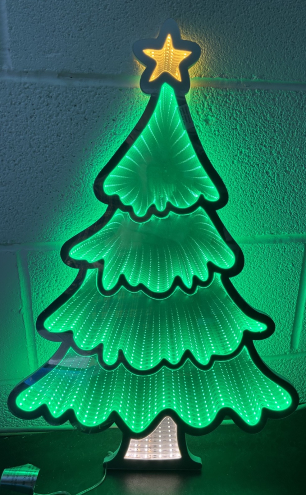 Christmas Tree Infinity Effect 3D LEDs Light 60cm Tall Freestanding Double Sided